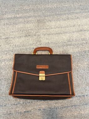 Stefano Dassi Brown Leather Trim Briefcase Laptop Attache Portfolio Bag